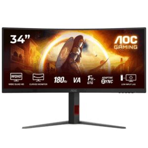 Monitor Gaming Ultraparonámico Curvo AOC CU34G4 34"/ WQHD/ 1ms/ 180Hz/ VA/ Regulable en altura/ Negro 4038986612708 CU34G4 AOC-M CU34G4