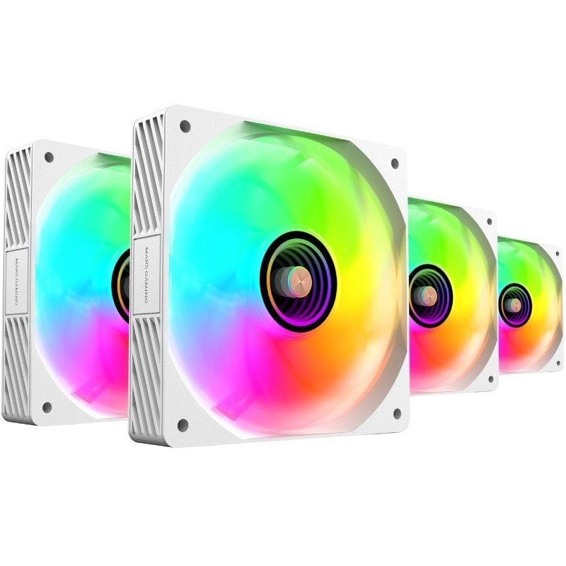 Pack 4 Ventiladores Mars Gaming MF-SI4KIT/ 12cm + HUB + Mando a Distancia/ ARGB/ Blancos - Imagen 2