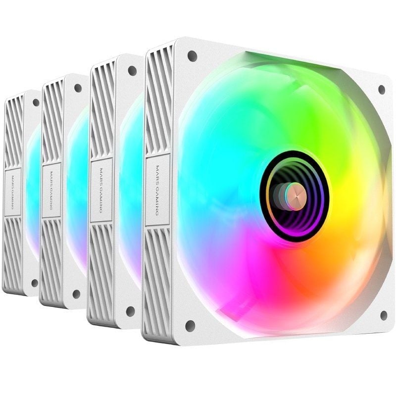 Pack 4 Ventiladores Mars Gaming MF-SI4KIT/ 12cm + HUB + Mando a Distancia/ ARGB/ Blancos - Imagen 3
