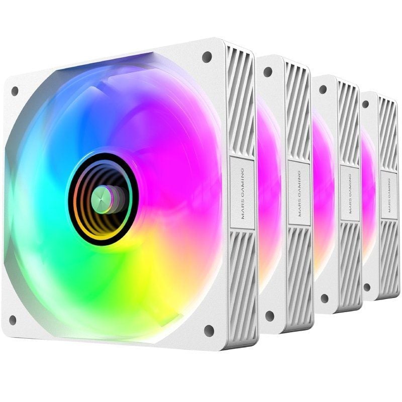 Pack 4 Ventiladores Mars Gaming MF-SI4KIT/ 12cm + HUB + Mando a Distancia/ ARGB/ Blancos - Imagen 4