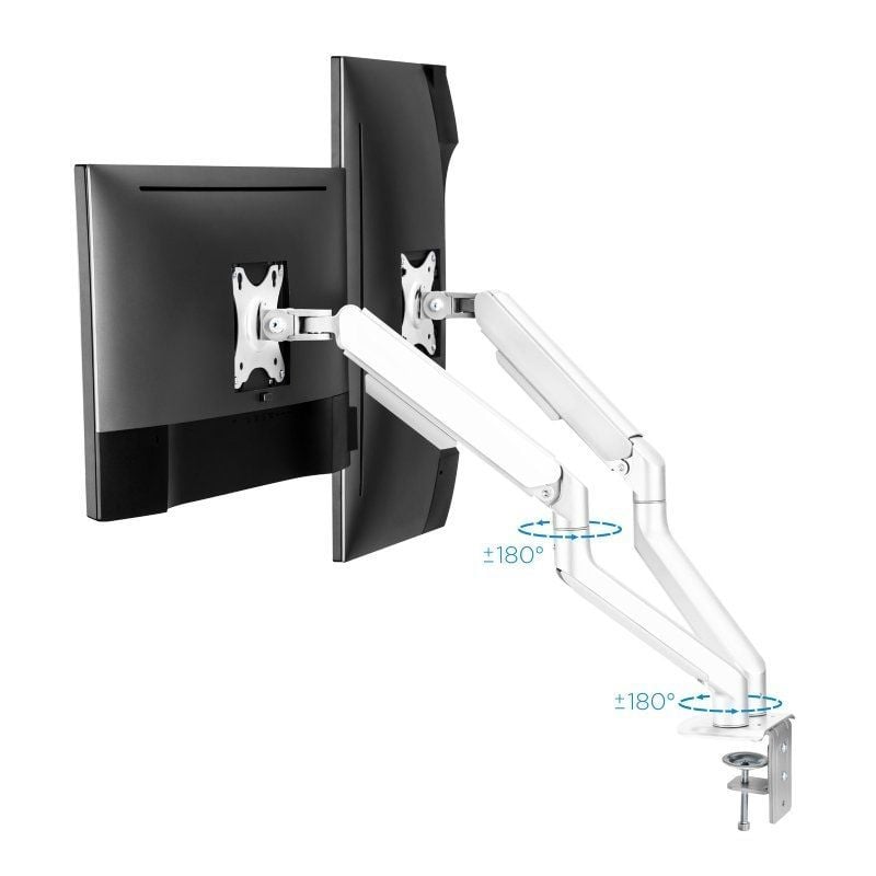 Soporte de Mesa para 2 Monitores TooQ DB4132TNR-W/ Giratorio/ Inclinable/ hasta 9kg - Imagen 3