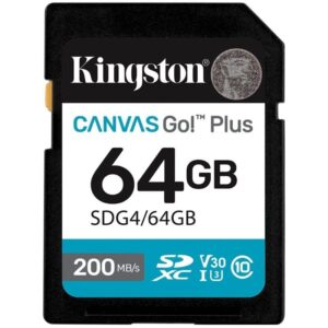 Tarjeta de Memoria Kingston CANVAS Go! Plus 64GB SD XC/ Clase 10/ 200MBs 740617347678 SDG4/64GB KIN-SD SDG4 64GB