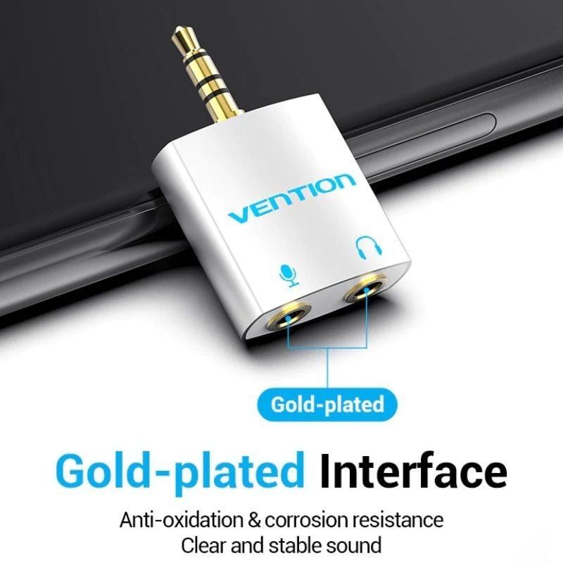 Adaptador Audio Vention BDBW0/ Jack 3.5 Macho - 2x Jack 3.5 Hembra/ Blanco - Imagen 3