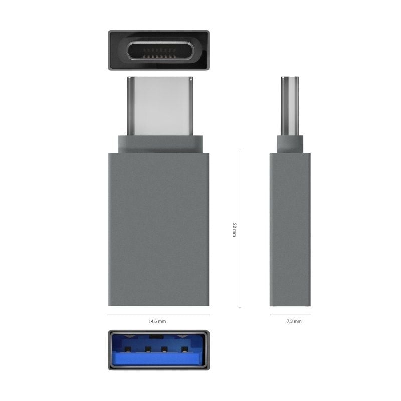 Adaptador USB 3.2 Aisens A108-0718/ USB Hembra - USB Tipo-C Macho/ Gris - Imagen 3