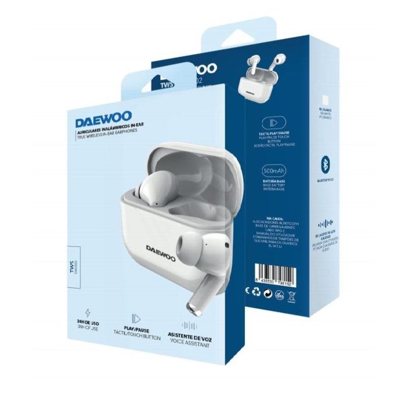 Auriculares Bluetooth Daewoo DW2002 con estuche de carga/ Autonomía 6h/ Blancos - Imagen 4
