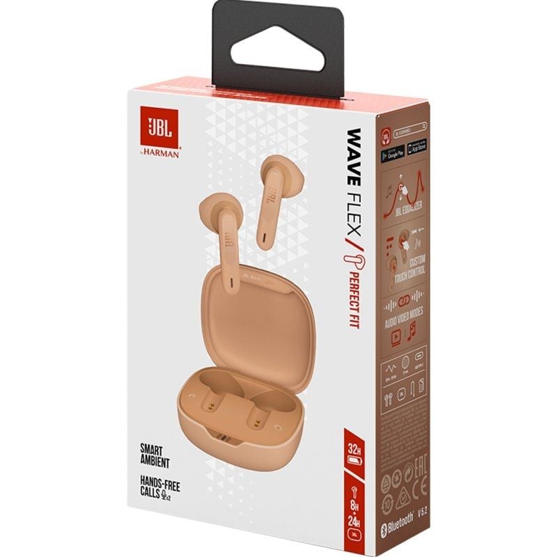 Auriculares Bluetooth JBL Wave Flex con estuche de carga/ Autonomía 8h/ Beige - Imagen 4