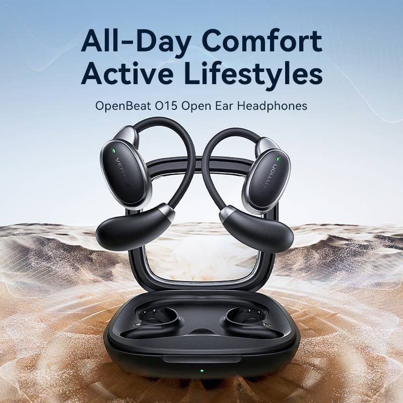 Auriculares Deportivos Bluetooth Vention Open Ear OpenBeat O15 NBTB0 con estuche de carga/ Negros - Imagen 2
