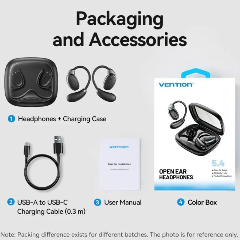 Auriculares Deportivos Bluetooth Vention Open Ear OpenBeat O15 NBTB0 con estuche de carga/ Negros - Imagen 5