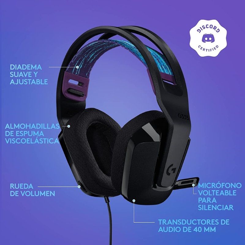 Auriculares Gaming con Micrófono Logitech G335/ Jack 3.5/ Negros - Imagen 4
