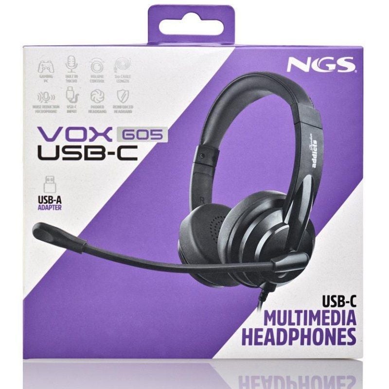Auriculares NGS VOX605 USB-C/ con Micrófono/ USB Tipo-C/ Negros - Imagen 4