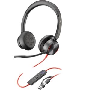 Auriculares Poly Blackwire 8225 para Microsoft Teams + Adaptador USB-C/A/ con Micrófono/ USB Tipo-C/ Negros 197498429267 8X225AA HP-POL 8X225AA
