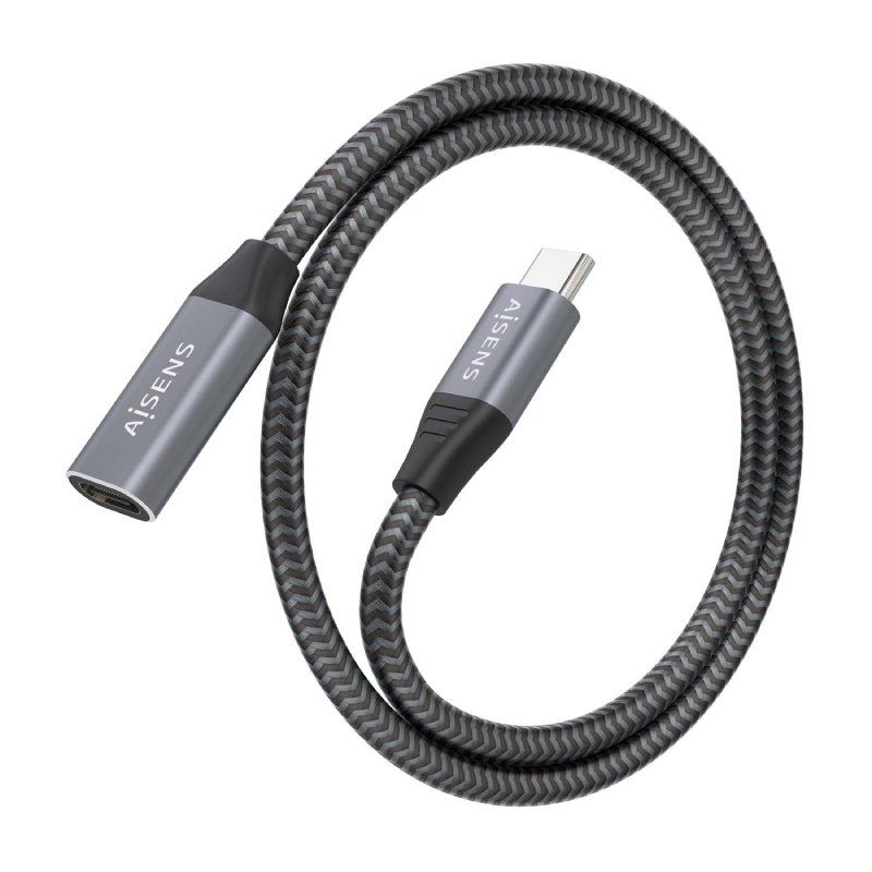Cable Alargador USB 3.2 Aisens A107-0636/ USB Tipo-C Macho - USB Tipo-C Hembra/ Hasta 100W/ 20Gbps/ 2m/ Gris - Imagen 2