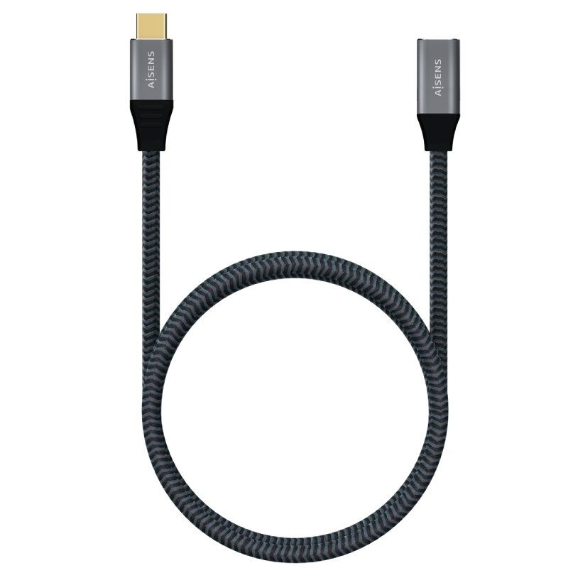 Cable Alargador USB 3.2 Tipo-C Aisens A107-0635 20GBPS 5A 100W/ USB Tipo-C Macho - USB Tipo-C Hembra/ Hasta 100W/ 2500Mbps/ 1m/ Gris - Imagen 3