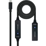Cable Alargador USB Tipo-C 3.2 con Amplificador Nanocable 10.01.1312/ USB Tipo-C Macho - USB Tipo-C Hembra/ 10m/ Negro 8433281015340 10.01.1312 NAN-CAB 10 01 1312