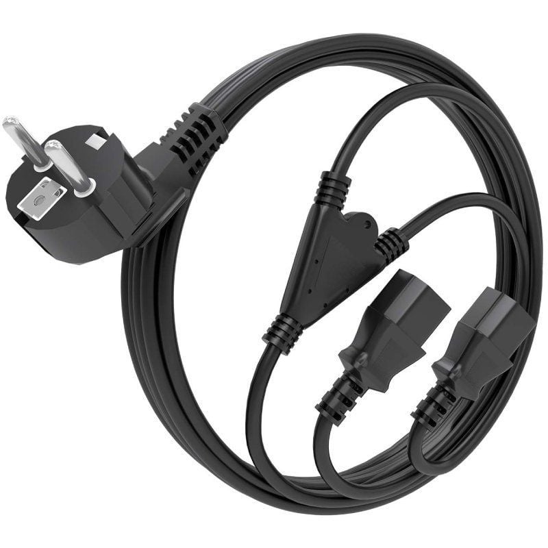 Cable Alimentación CPU Aisens A132-0865/ CEE7 Macho - 2x C13 Hembra/ 3m/ Negro - Imagen 2