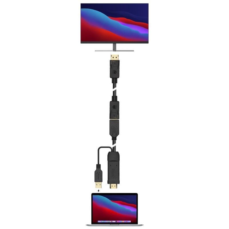 Cable Conversor 4K Aisens A122-0642/ HDMI Macho - DisplayPort Hembra - USB Macho/ Hasta 10W/ 2250Mbps/ 10cm + 10cm/ Negro - Imagen 4