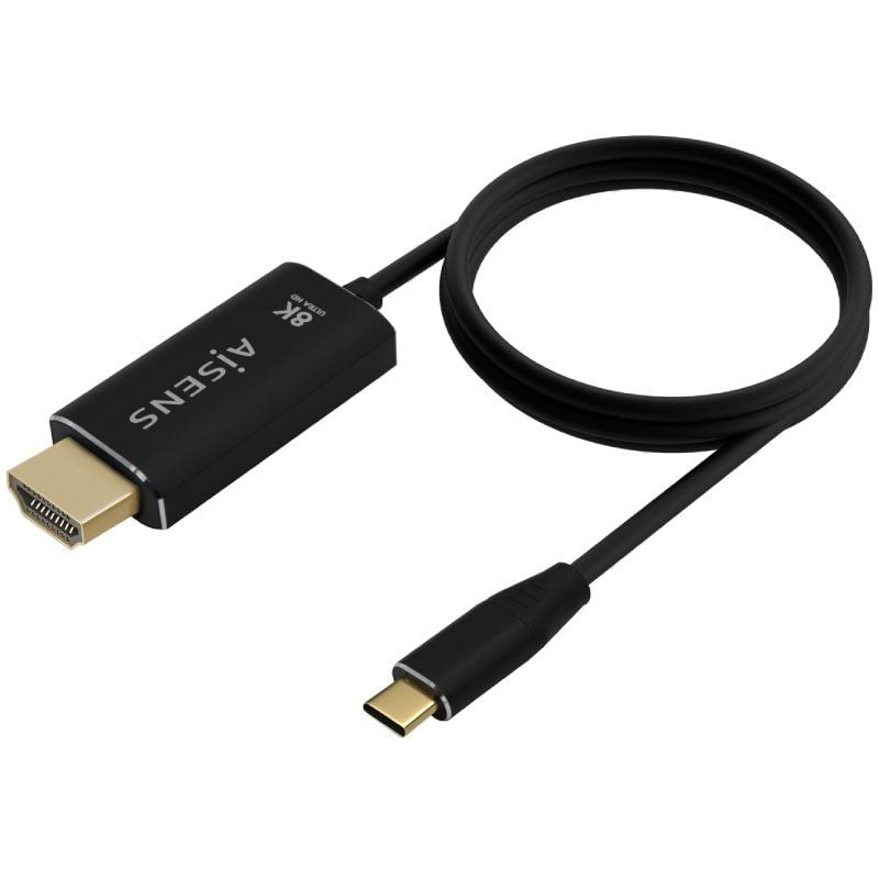 Cable Conversor Aisens A109-0711/ USB Tipo-C Macho - HDMI 8K Macho/ Hasta 27W/ 6000Mbps/ 1m/ Negro - Imagen 2
