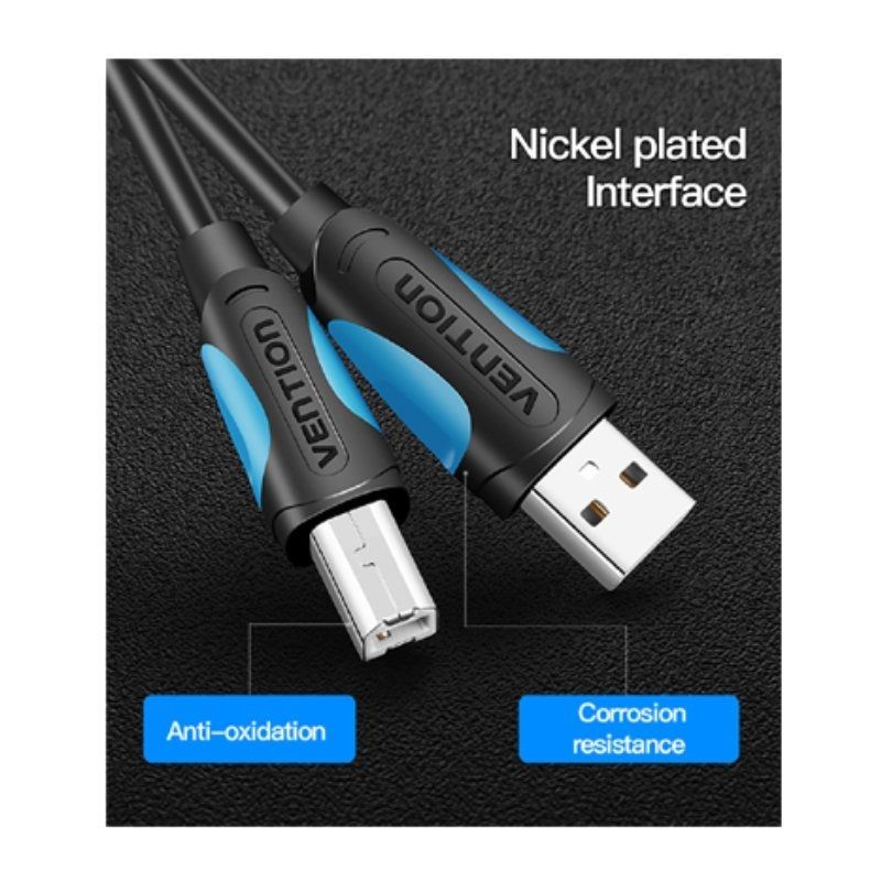 Cable USB 2.0 Impresora Vention VAS-A16-B100/ USB Tipo-B Macho - USB Macho/ 480Mbps/ 1m/ Negro - Imagen 2
