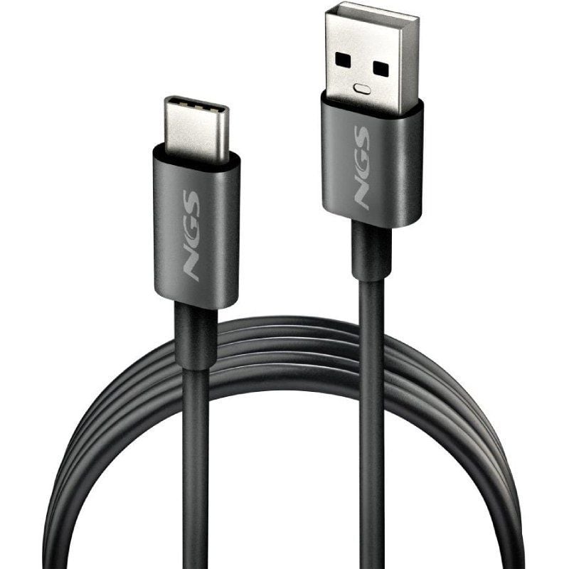 Cable USB 2.0 NGS ZYRO-AC/ USB Macho - USB Tipo-C Macho/ Hasta 15W/ 480Mbps/ 1m/ Negro - Imagen 2