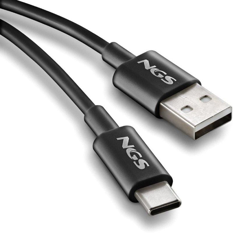 Cable USB 2.0 NGS ZYRO-AC/ USB Macho - USB Tipo-C Macho/ Hasta 15W/ 480Mbps/ 1m/ Negro - Imagen 3