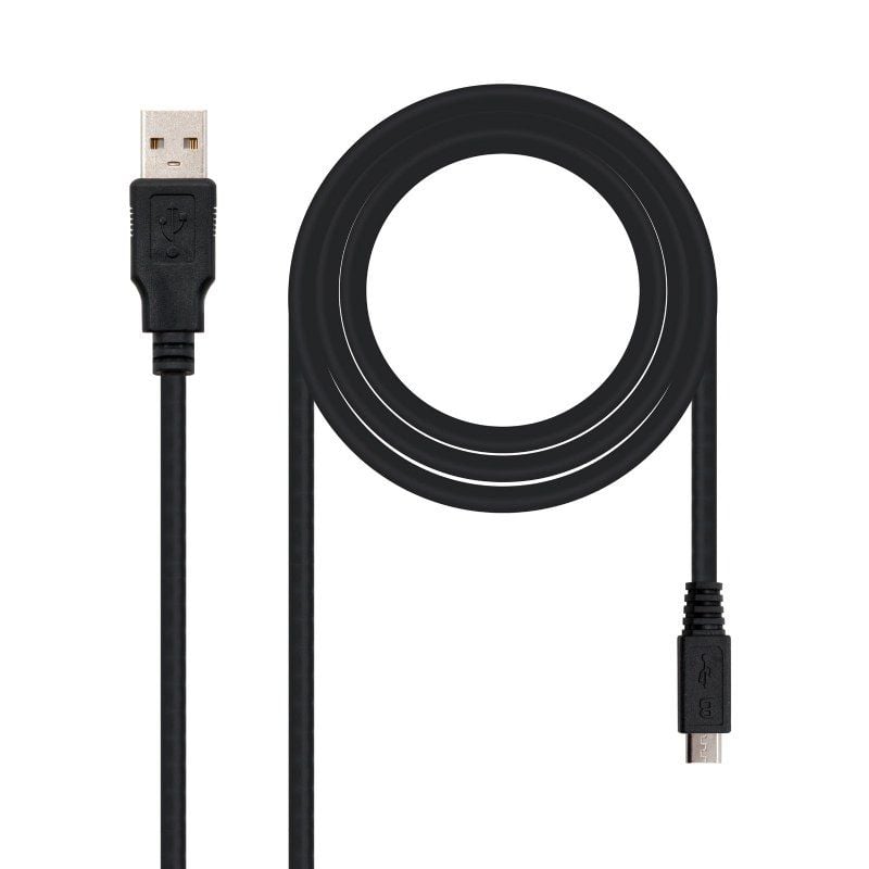 Cable USB 2.0 Nanocable 10.01.0500/ USB Macho - MicroUSB Macho/ 80cm/ Negro 8433281004429 10.01.0500 NAN-CAB 10 01 0500