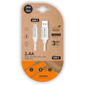 Cable USB 2.0 Tech One Tech TEC2006/ USB Tipo-C Macho - USB Macho/ 480Mbps/ 1m/ Blanco 8436546593584 TEC2006 TOT-CAB TEC2006
