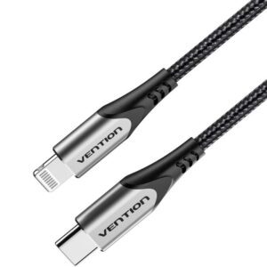 Cable USB 2.0 Tipo-C Lightning Vention TACHH/ USB Tipo-C Macho - Lightning Macho/ 480Mbps/ 2m/ Gris y Negro 6922794744752 TACHH VEN-CAB TACHH