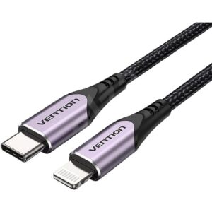 Cable USB 2.0 Tipo-C Lightning Vention TACVF/ USB Tipo-C Macho - Lightning Macho/ 480Mbps/ 1m/ Morado 6922794756878 TACVF VEN-CAB TACVF