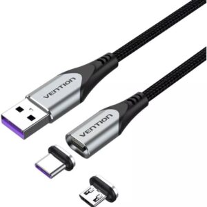 Cable USB 2.0 Vention CQNHD/ USB Macho/ MicroUSB Macho - USB Tipo-C Macho/ 480Mbps/ 50cm/ Gris 6922794752764 CQNHD VEN-CAB CQNHD