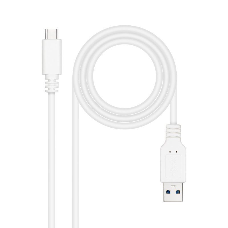 Cable USB 3.1 Tipo-C Nanocable 10.01.4001-W/ USB Tipo-C Macho - USB Macho/ 10Gbps/ 1m/ Blanco - Imagen 2