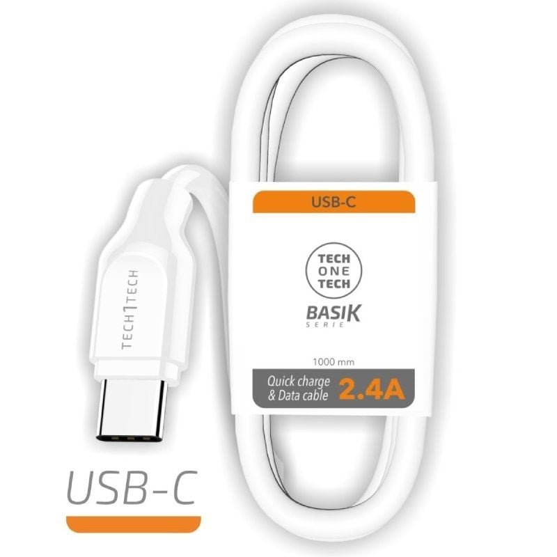 Cable USB Tipo-C Tech One Tech TEC2903/ USB Tipo-C Macho - USB Macho/ 1m/ Blanco 8436546593805 TEC2903 TOT-CAB TEC2903