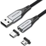 Cable de Carga Magnético USB Tipo-C con Adaptador MicroUSB Vention CQMHD/ MicroUSB Macho - USB Tipo-C Macho/ USB Macho/ Hasta 60W/ 480Mbps/ 50cm/ Gris 6922794752726 CQMHD VEN-CAB CQMHD