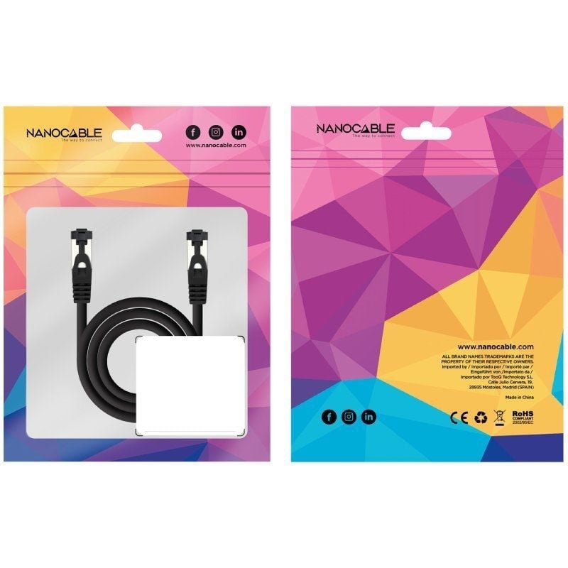 Cable de Red RJ45 SSTP Nanocable 10.20.2000-BK Cat.8.1/ 50cm/ Negro - Imagen 2
