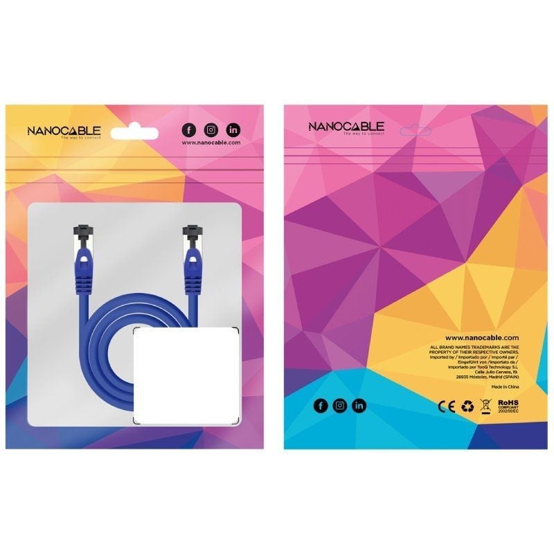 Cable de Red RJ45 SSTP Nanocable 10.20.2000-L25-BL Cat.8.1/ 25cm/ Azul - Imagen 2