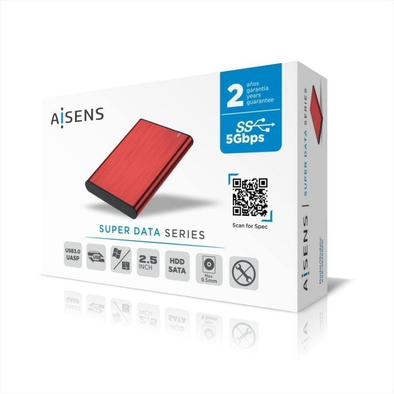 Caja Externa para Disco Duro de 2.5" Aisens ASE-2525RED/ USB 3.1/ Sin tornillos - Imagen 5