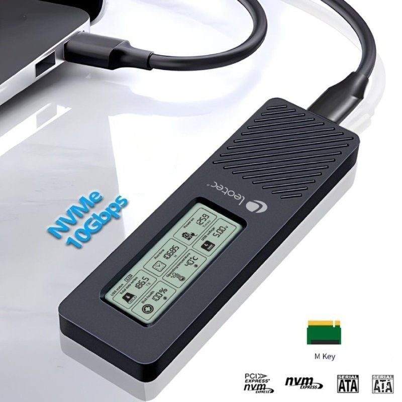 Caja Externa para Disco SSD M.2 NVMe Leotec LEM2EXT01/ USB 3.2/ con Pantalla LCD - Imagen 3