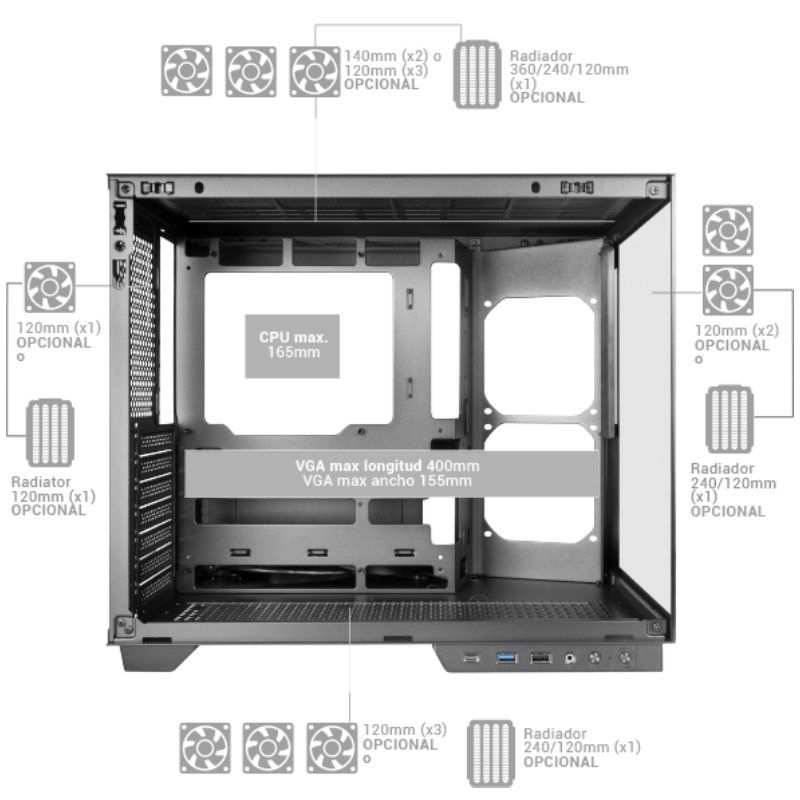 Caja Gaming Semitorre Mars Gaming MC-MIRAGE/ Blanca - Imagen 4