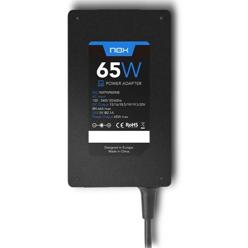 Cargador-de-Portatil-Nox-65W-65W-Automatico-10-Conectores-Voltaje-15-20V-8436532166112-NXPWR65NB-NOX-CAR-65W-USB-2 Cargador-de-Portatil-Nox-65W-65W-Automatico-10-Conectores-Voltaje-15-20V-8436532166112-NXPWR65NB-NOX-CAR-65W-USB-2