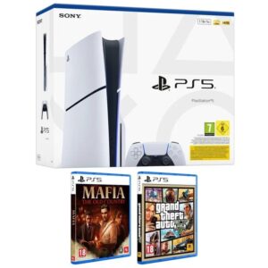 Consola Sony Playstation 5 - PS5 Slim Estándar 1TB/ Incluye Mando Dual Sense y Juego GTA V + Mafia: The Old Country/ Chassis E 8431305035329 SONY-PS5 SLIM GTAV MAFTOC