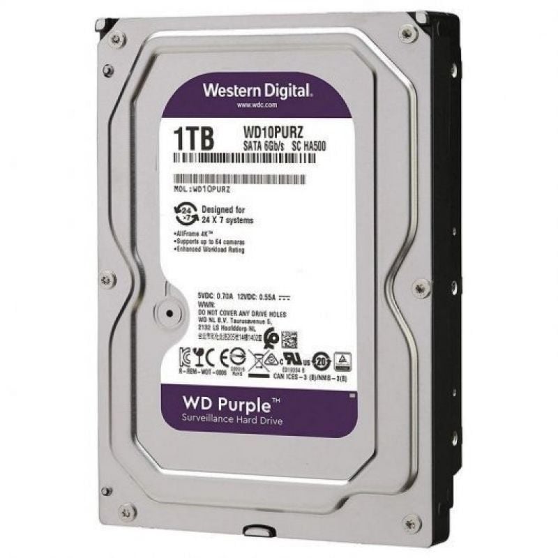 Disco Duro Western Digital WD Purple Surveillance 1TB/ 3.5"/ SATA III/ 64MB - Imagen 2