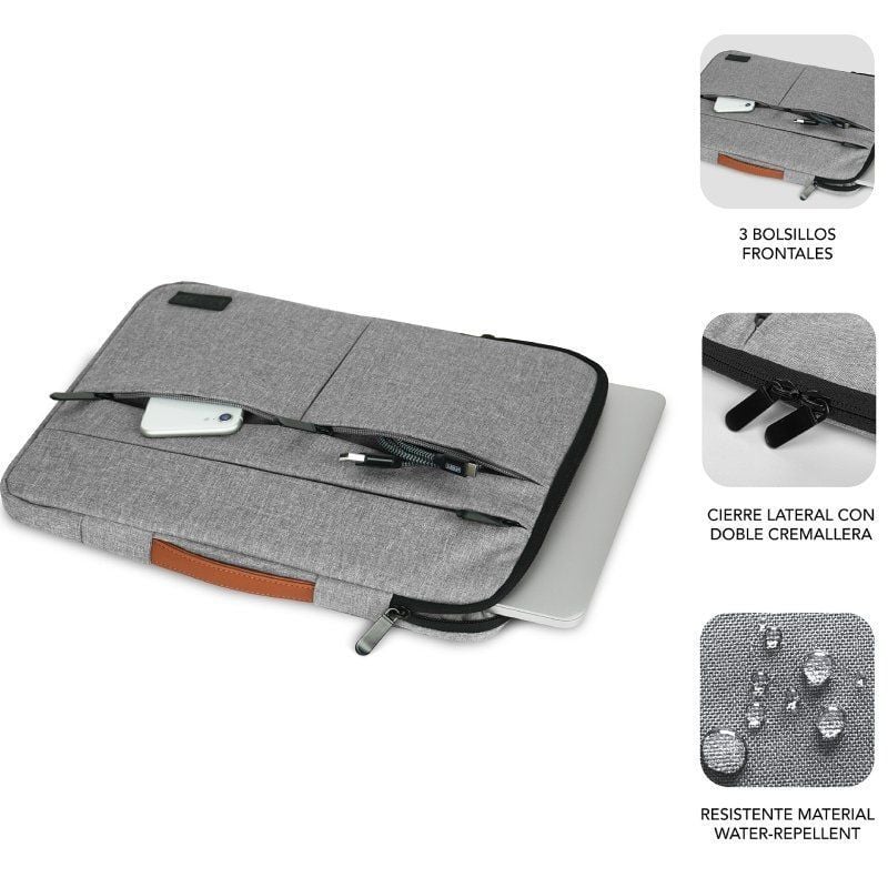 Funda Subblim Air Padding 360 Sleeve para Portátiles hasta 15.6"/ Gris Claro - Imagen 3
