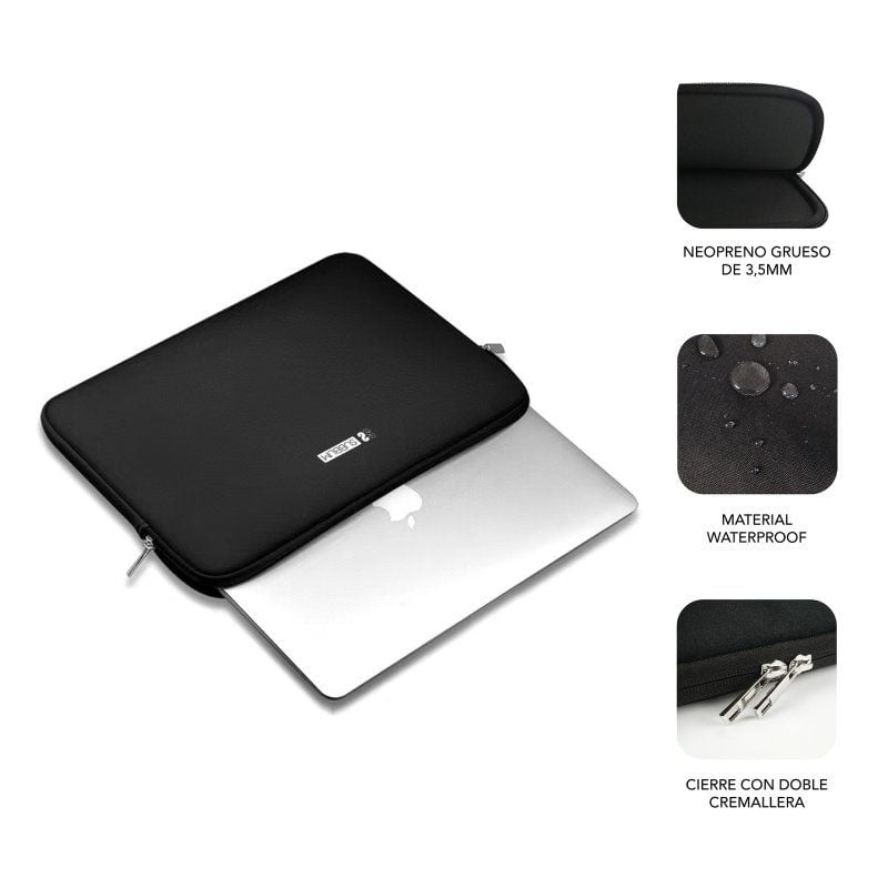 Funda Subblim Business Laptop Sleeve Neoprene V2 para Portátiles hasta 15.6"/ Negra - Imagen 2