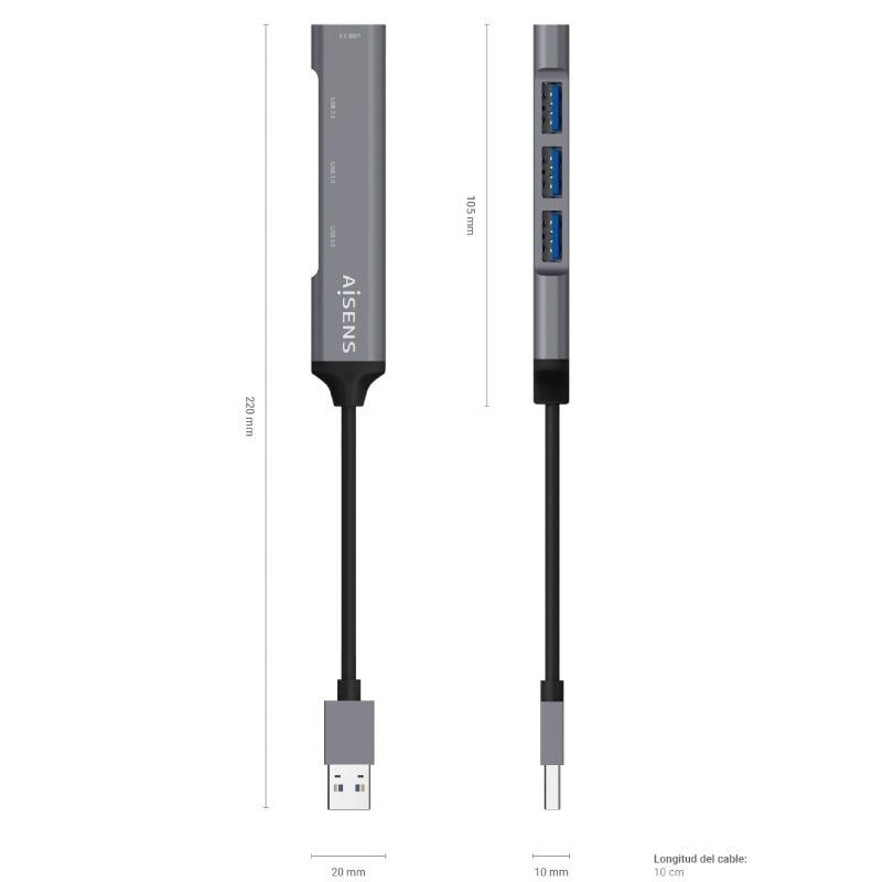 Hub USB 3.0 Aisens A106-0540/ 4xUSB - Imagen 4