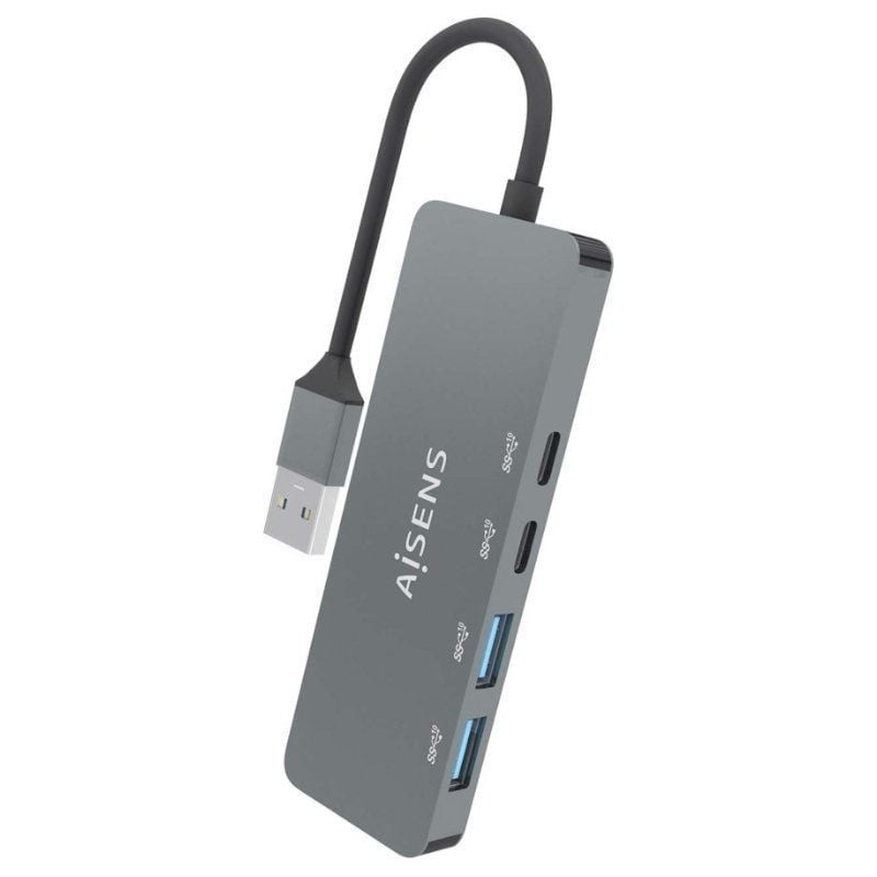 Hub USB 3.2 Aisens A106-0696/ 2xUSB/ 2xUSB Tipo-C/ Gris - Imagen 3