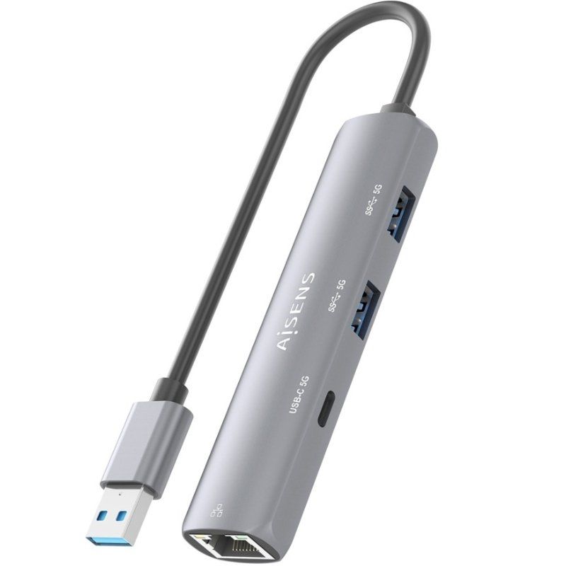 Hub USB Aisens ASUC-4P035-GR/ 1xUSB Tipo-C/ 2xUSB/ 1xRJ45/ Gris - Imagen 4