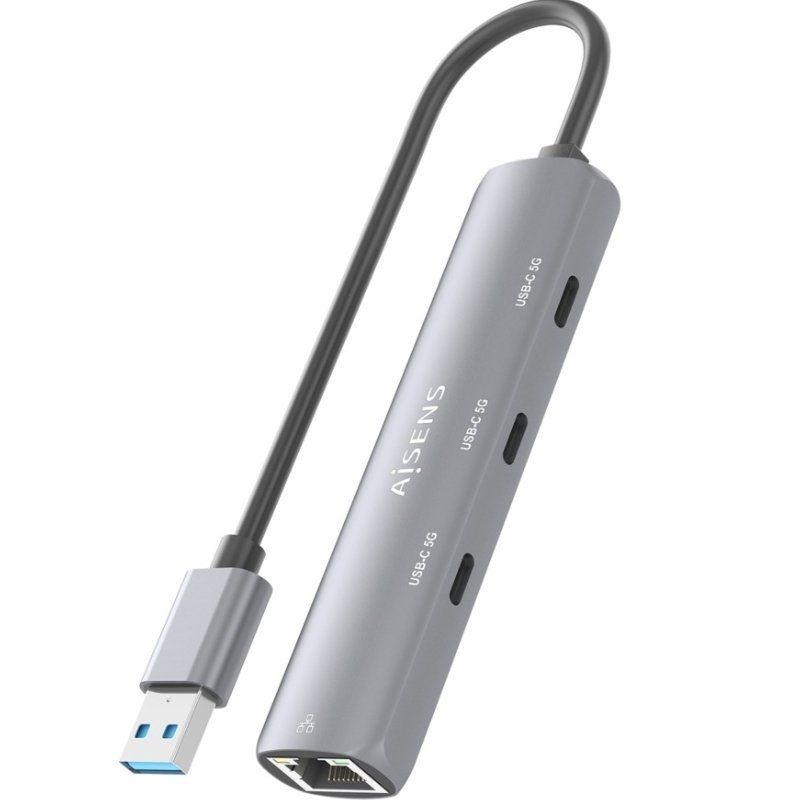 Hub USB Aisens ASUC-4P037-GR/ 3xUSB Tipo-C/ 1xRJ45/ Gris - Imagen 4