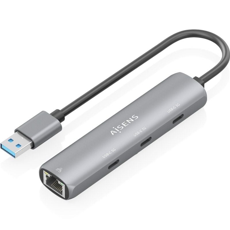 Hub USB Aisens ASUC-4P037-GR/ 3xUSB Tipo-C/ 1xRJ45/ Gris 8435739903995 ASUC-4P037-GR AIS-HUB ASUC-4P037-GR