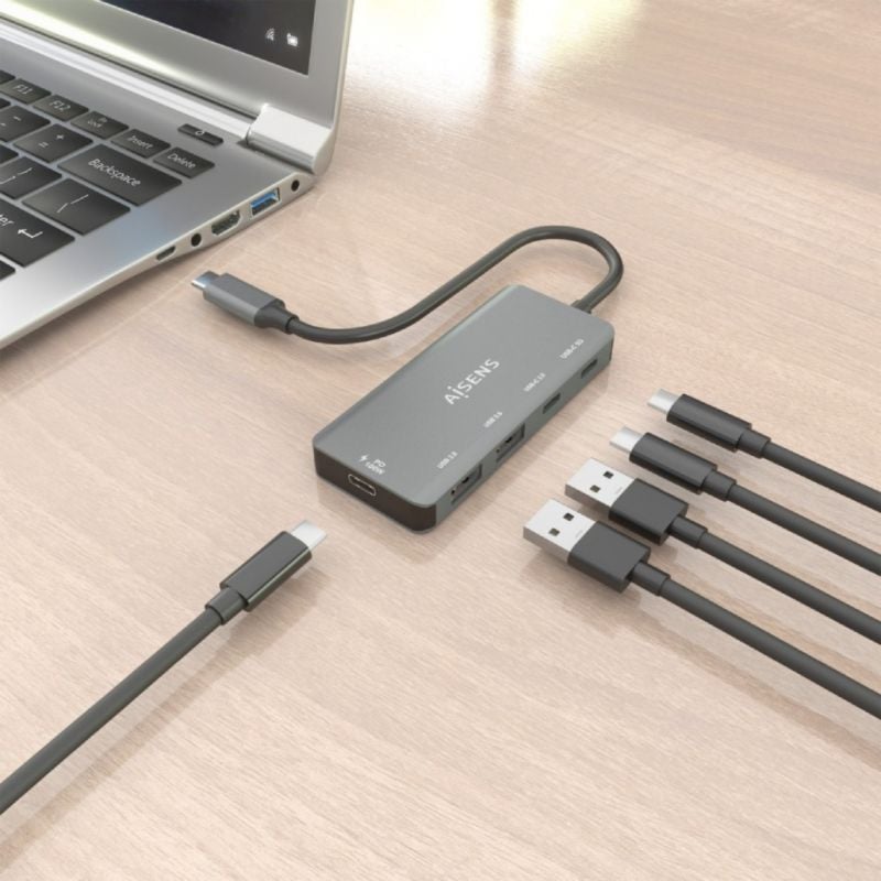 Hub USB Tipo-C Aisens A109-0946/ 2xUSB/ 2xUSB Tipo-C/ 1xUSB Tipo-C PD/ Gris - Imagen 5