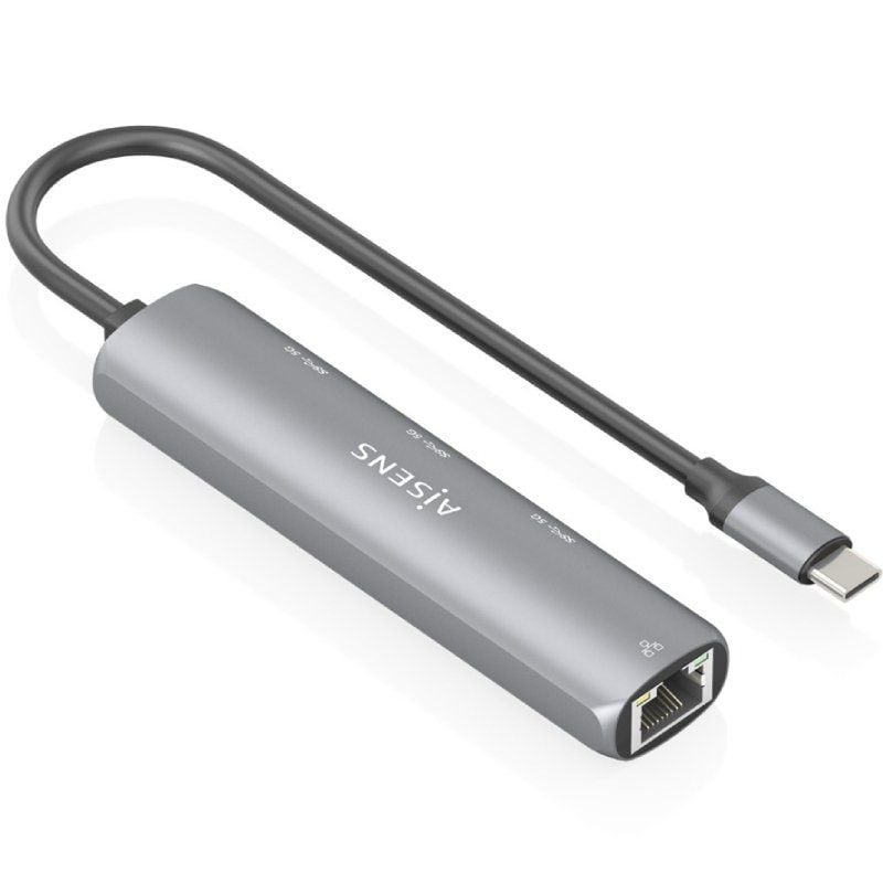 Hub USB Tipo-C Aisens ASUC-4P038-GR/ 3xUSB/ 1xRJ45/ Gris - Imagen 2