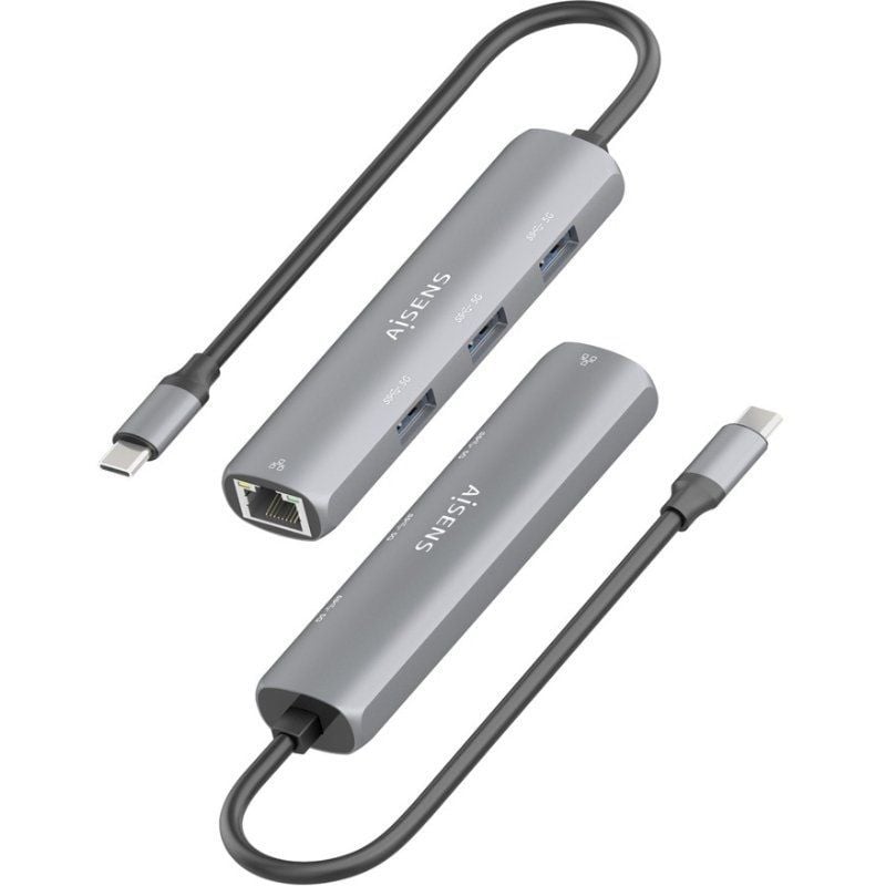 Hub USB Tipo-C Aisens ASUC-4P038-GR/ 3xUSB/ 1xRJ45/ Gris - Imagen 3